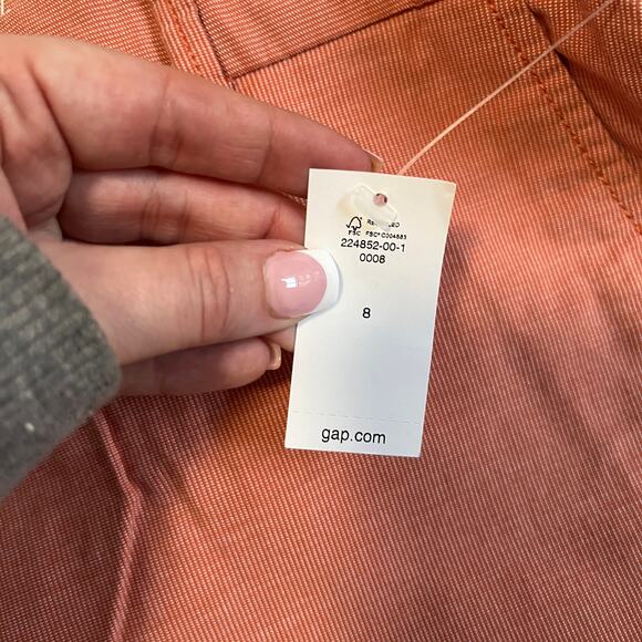 NEW Gap Orange Boyfriend Roll Up Khaki Shorts Size 8 - Picture 4 of 5